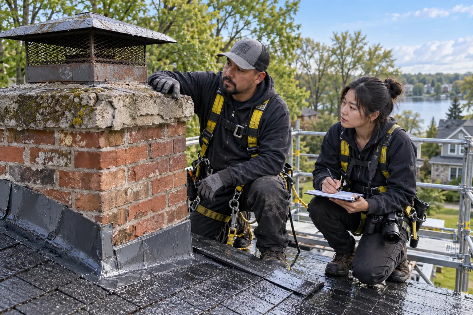 Illustrative chimney service scene