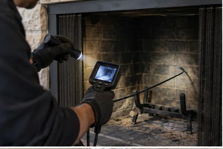 Illustrative chimney service scene